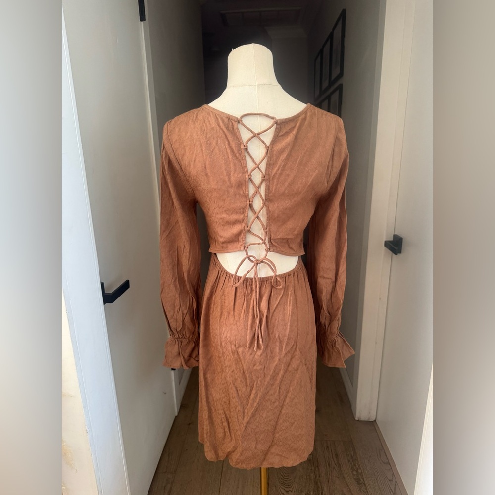NWT | Saltwater Luxe | Long Sleeve Lace Up Back Mini Dress | Sz S